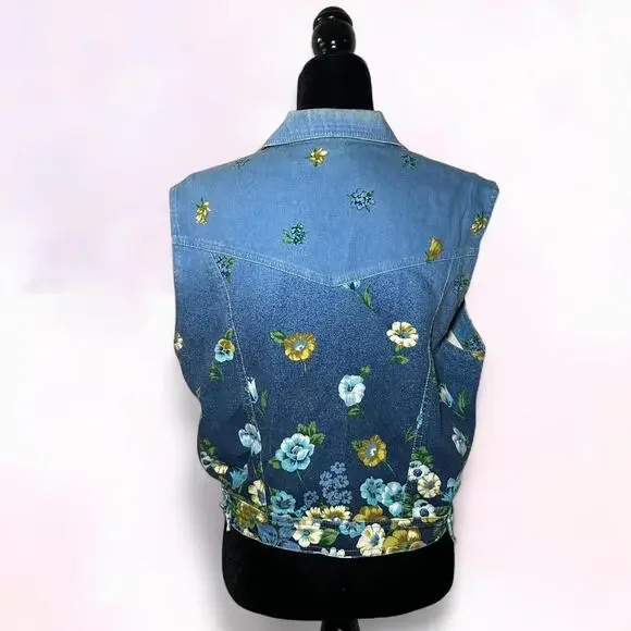 Bianca Maria Caselli Denim Vest Jean Jacket Painted Vintage - Picture 5 of 5